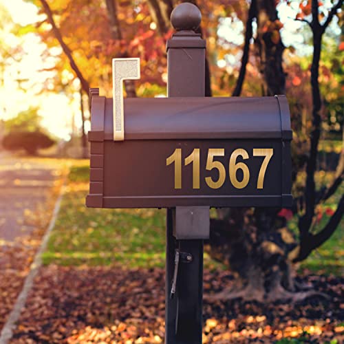 Self-Adhesive Vinyl Numbers Stickers - 3 Inch 5 Sets - Brushed Metal Texture - Premium Decal Die Cut & Pre-Spaced For Mailbox, Signs, Window, Door, Cars, Trucks, Business, Address Number, In & Outdoor #TOP6