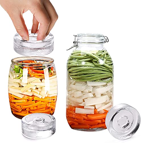 Yesland Lot de 9 poids de fermentation (6,4 x 6,4 x 2,5 cm) pour une large ouverture avec poignée facile - Idéal pour fermenter la choucroute, les picots, les kimchi - Image 6