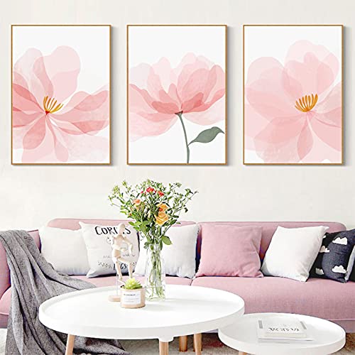 Affiche abstraite fleur et feuille verte style nordique 60x90cm x3 - 3