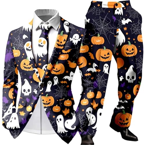 Ensemble de Dessins Animés Halloween pour Hommes : Tenue Élégante de Soirée