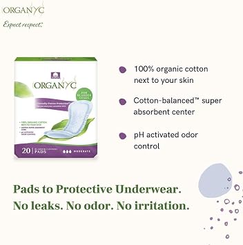 Organyc 100% Organic Cotton Liners for Bladder Leaks, Ultra Thin, 24 Count
