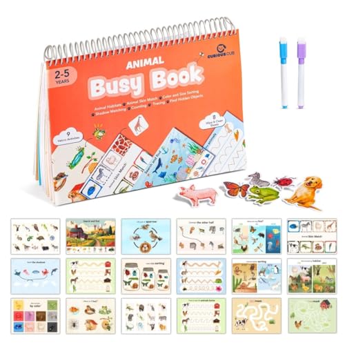 Image of Curious Cub Montessori Busy Book |Animal books for kids 2-4 | Toddler Busy Binder for 2-5 Yrs | Tracing Books For Kids Ages 3-5 | Activity Binder | Toddler Toys