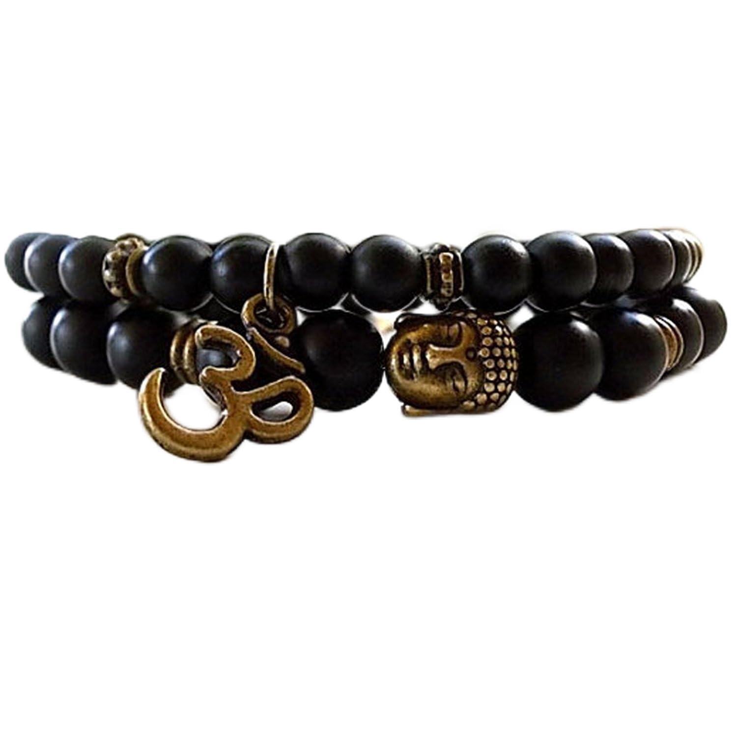Yoga & Meditation Om Charm Buddha Reiki Beads Stylish Bracelet for Men Boys Women Girls Unisex (9377b)