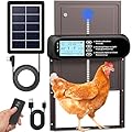 Automatic Chicken Coop Door Solar Powered, LCD Screen Electric Auto Chicken Coop Door with Timer & Light Sensor, Aluminum Rechargeable Automatic Chicken Door Opener with Remote Control & 4 Modes