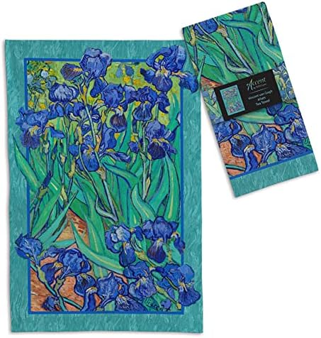 RainCaper Van Gogh Irises Tea Towels Kitchen Towels, 18 x 28 Inches, 1 CT | 100% Cotton Super Soft and Absorbent Dish Towels