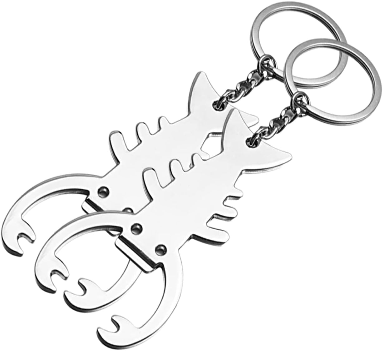 2pcs Lobster Keychain Metal Charm Keyring with Bottle Opener