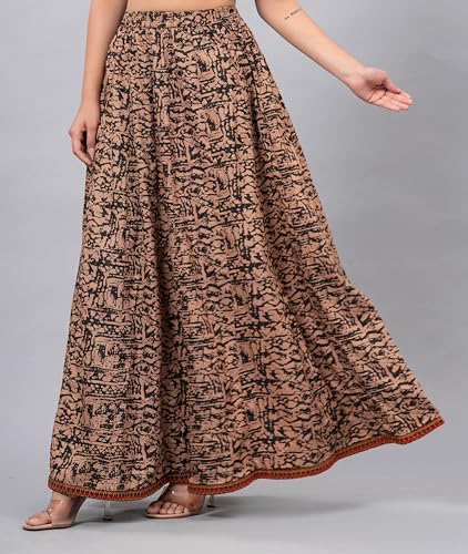 Image of Women's Rayon Printed Flared Skirt (Skirt87)