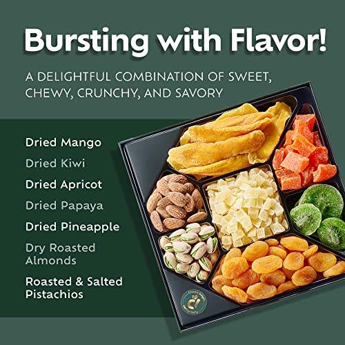 Fruit And Nuts Gift Basket - 7 Dry Fruits And Nuts Gift Box With Mango, Apricot, Pineapple, Almonds, Pistachios, Papaya, Kiwi - Holiday Nut Sampler Gift - Christmas Food Snacks & Thanksgiving Gifts #TOP2
