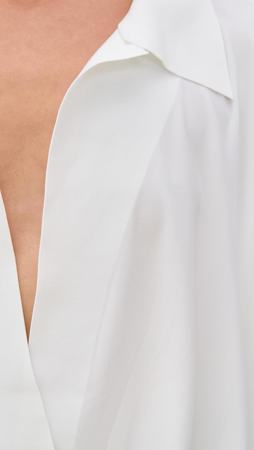 Norma Kamali Women's Super Oversized Boyfriend Neck Shirt Bodysuit - Image 6