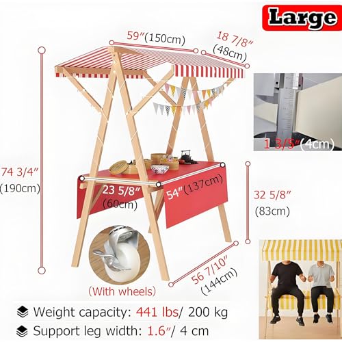 Carrito de comida portátil y plegable de madera para perritos calientes 4
