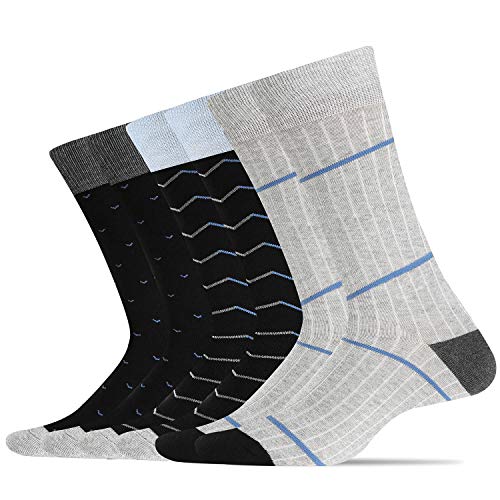 WANDER Men's Dress Socks Cotton Thin Novelty lightweight Socks 6 pairs Solid Soft Breathable Socks (Shoe Size: 13-15, 6 Pairs Multicolor-2)