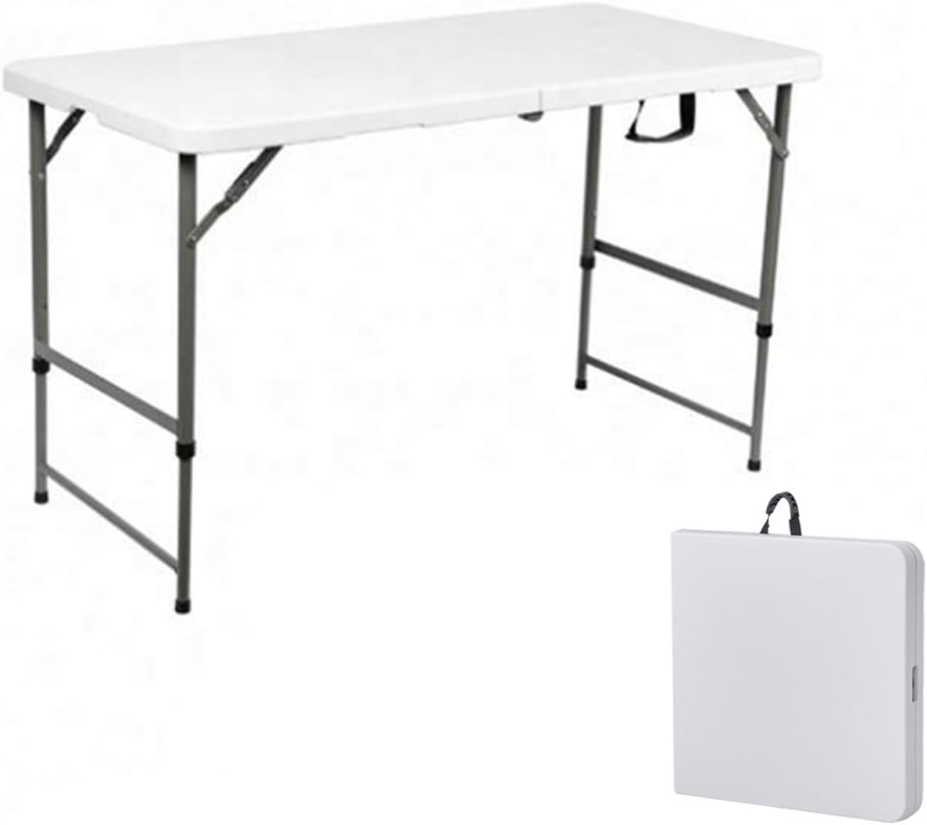 Folding Table Portable Fold-in-Half Small Table Indoor Outdoor Table with Carrying Handle for Picnic Camping Party Household Stalls Table(152x74x74cm)