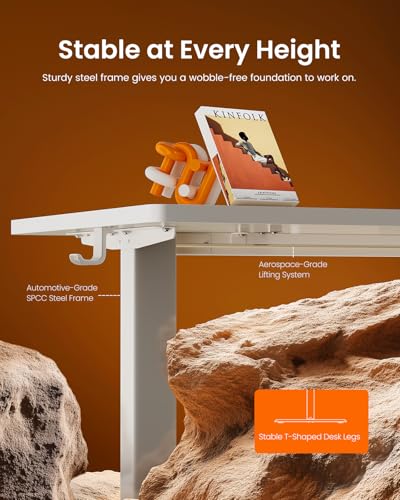 Image of ErGear Height Adjustable Electric Standing Desk, 71 x 30 Inches Sit Stand up Desk, Memory Computer Home Office Desk, White