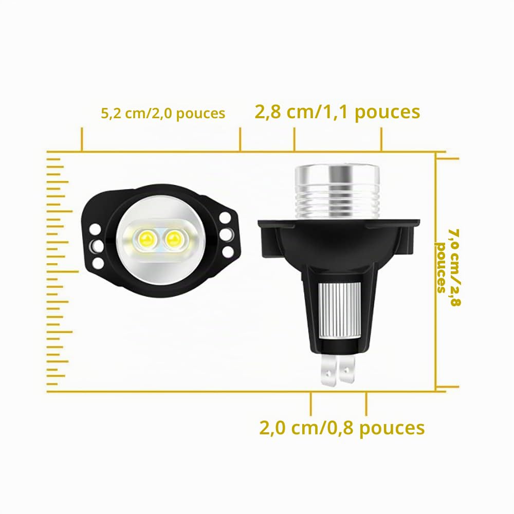 Riloer Ampoule LED de gabarit Halo Angel Eyes compatible avec BMW Série 3 E90 E91 (2006-2012), 6 W, bleu, Angel Eyes