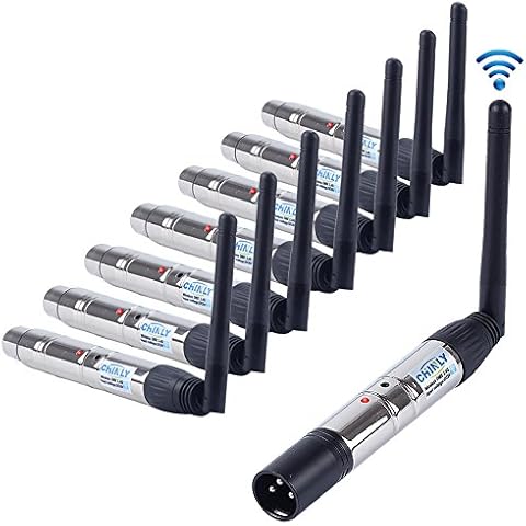 CHINLY 8pcs 2.4G DMX512 Wireless 1 Male Transmitter & 7 Female Receivers Control for Stage PAR Party Light Cover