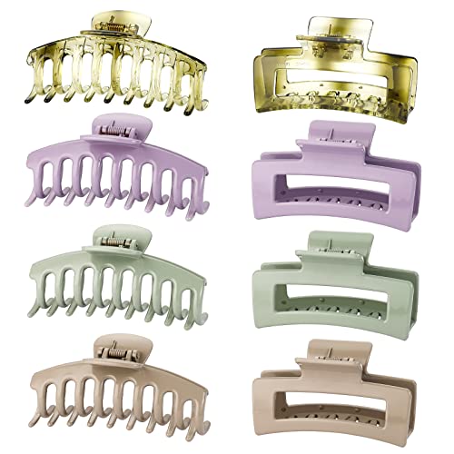Wekin Large Hair Claw Clips, 8 Pack 4.3" Hair Clips For Women & Girls, Strong Hold Matte Claw Hair Clips For Women Thick Hair & Thin Hair(Green, Blue-Green, Grey, Lilac)… #TOP20