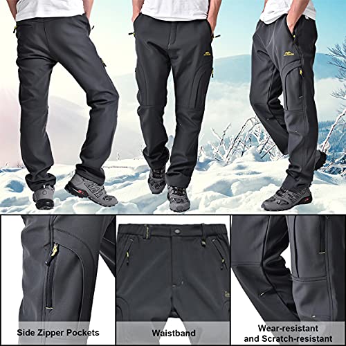 Toomett Men's snow Pants Skiing Winter Insulated Soft Shell Outdoor fleece lined Hiking Pants with zipper pockets,MH4409,Grey,42 by Toomett - Image 3