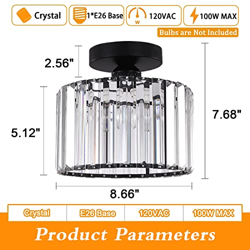 Buxvrcs 45 Semi Flush Mount Ceiling Light, Modern Chandelier Crystal Ceiling Light Fixture,Small Close To Ceiling Light thumb #1