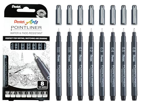 Stylos feutres fins Pentel Pointliner encre noire résistante