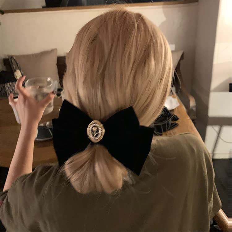 Pinzas de Pelo Moño de Terciopelo Negro 2 Piezas miniatura 4