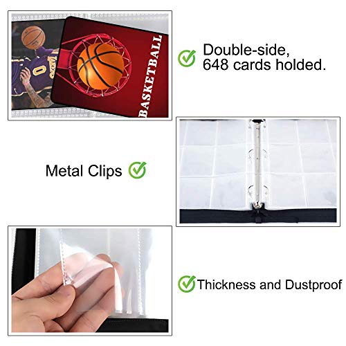 900 Pockets Basketball Card Binder Sleeves For Basketball Trading Cards, Carring Case With Basketball Card Sleeves Album Card Holder Protectors For Football Baseball Sports Card #TOP3
