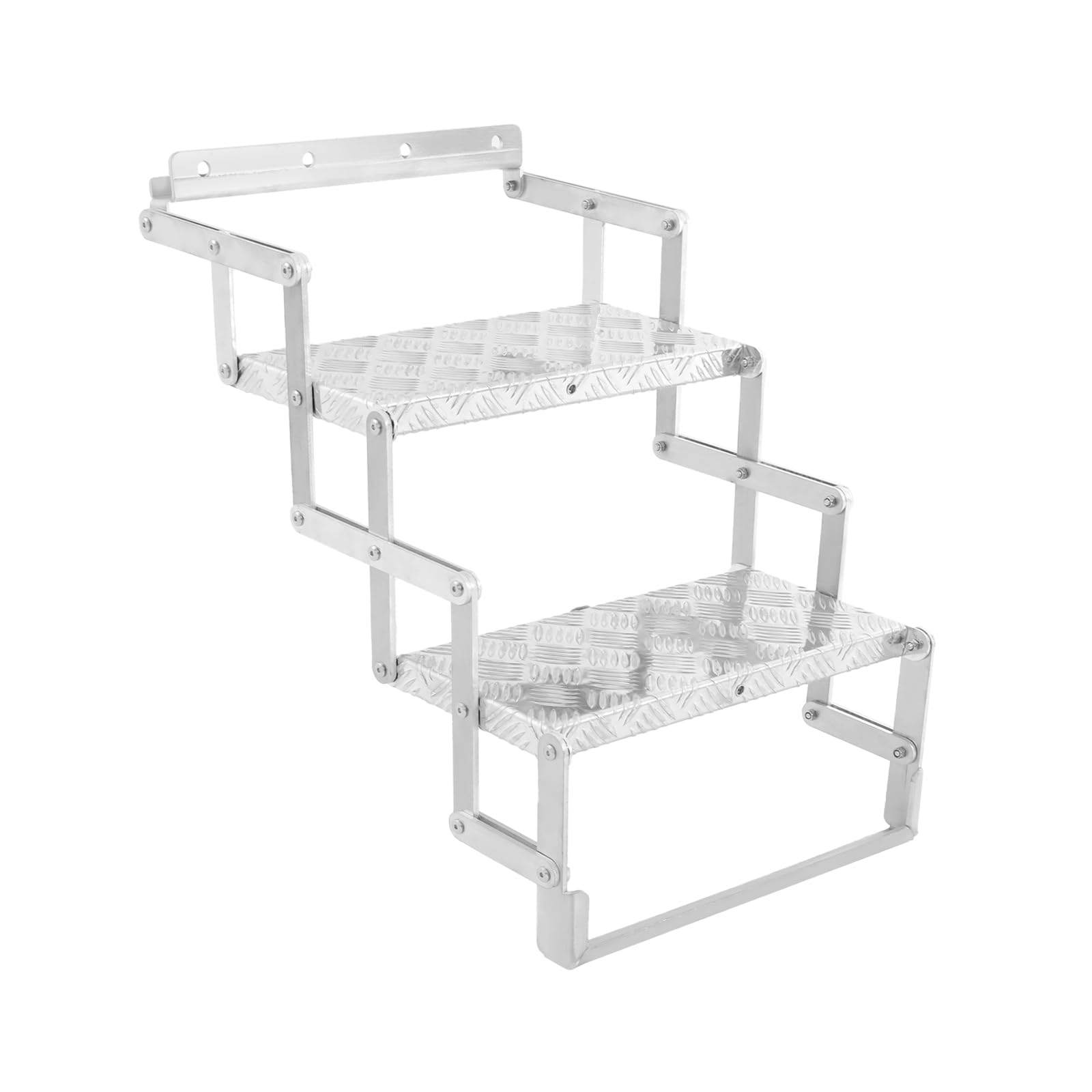 Escalera plegable de aluminio para perros, 2 pasos, escalera de tijera ligera, rampa para mascotas, antideslizante, con 1 llave hexagonal para autocaravanas, autocaravanas a base de camiones