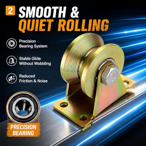 Lyplus 2" V Groove Wheel Heavy Duty Rigid Caster with Bracket for Inverted Track, Sliding Gate, Rolling Gate, Industrial Machines, Wire Rope Rail, Loading Capacity 660 lbs - 4 Pack
