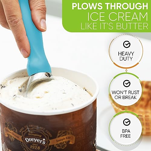 Image of Spring Chef Heavy Duty Metal Ice Cream Scooper, 2 Pack, Aqua Sky
