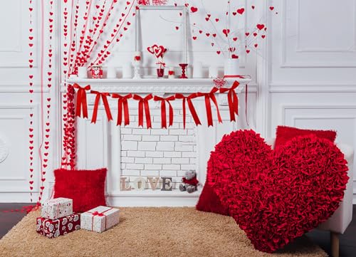 Image of Red Bow Garland Banner for Bachelorette Decorations, Coquette Birthday Wall Decor, Bow Party Decor Banner for Bridal Shower, Wedding Favors, Party Supplies, Engagement Supplies (Hot Red)