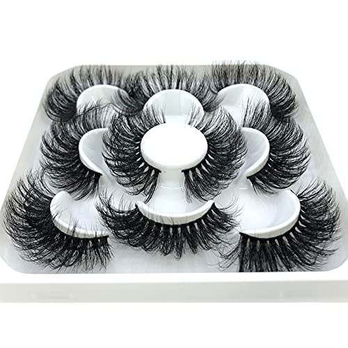 HBZGTLAD new 5 Pairs 25 mm 3d Mink Lashes Bulk Faux with Custom Natural Mink Lashes Pack Short Wholesales Natural False Eyelashes (ZM-5)