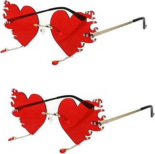 2 Pçs Óculos De Sol Coração Novidade Óculos De Sol Coração Sem Aro Óculos De Sol Coração Chama Óculos De Baile Para Homens Óculos De Sol Divertidos Decoração Moderna Óculos De