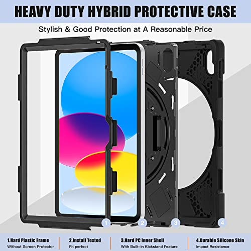 Gerutek for iPad 10th Generation Case,11th Generation A16 iPad Case Shockproof with 360 Rotating Hand Strap - Image 4