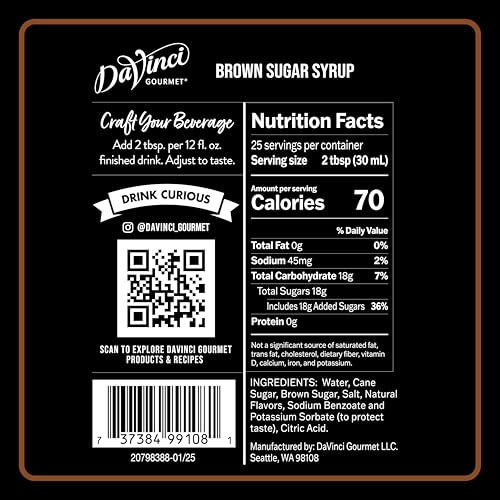 Image of DaVinci Gourmet Brown Sugar Syrup, 25.4 Fluid Ounces (Pack of 4)