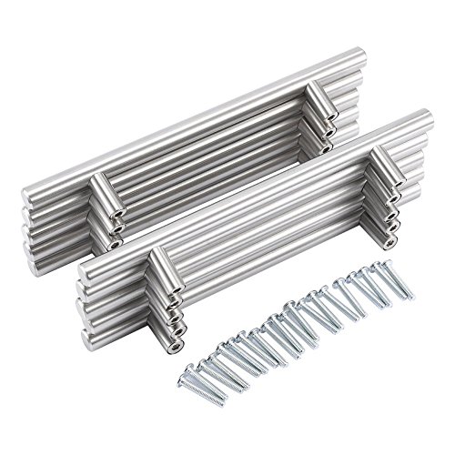 Tiradores de barra en T, 20 piezas de acero inoxidable para armario de cocina, manillar de barra en T, para muebles, puertas, armarios, cajones, tiradores de armario