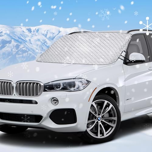 Frontscheibenabdeckung Winter, Windschutzscheibenabdeckung Scheibenabdeckung Auto Winter Autoscheibenabdeckung Winte Frontscheibenabdeckung gegen Schnee EIS Frost Staub für die Auto 179x140x122CM-L