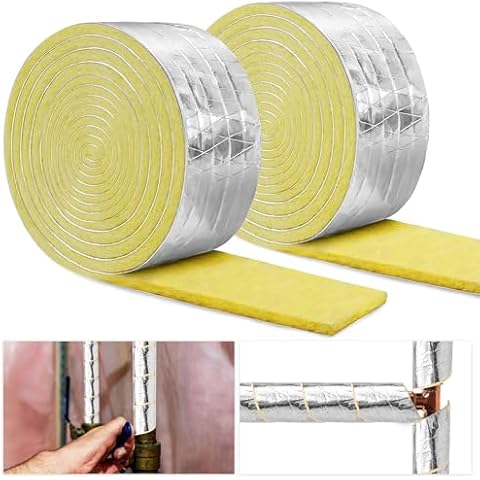 32.8 FTx 3 in Foiled Back Fiberglass Pipe Insulation Wrap,Pipe Insulation Foam Wrap Tape Ceramic Water Pipe Insulation Wrap for Outdoor Indoor Pipe Insulation Wrap Freezing Weather (1 Pack) Cover