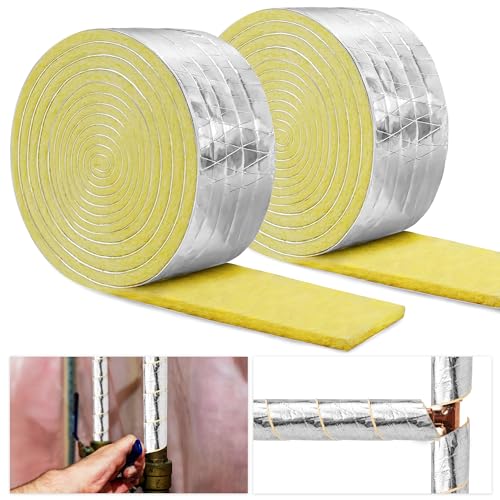 2 Pack 32.8 Foot Foiled Back Fiberglass Pipe Insulation Wrap