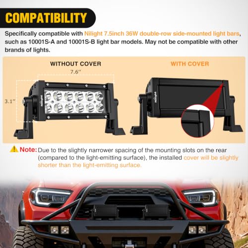 Image of Nilight 7.5 Inch 36 W Spot LED Light Bar Black Cover
