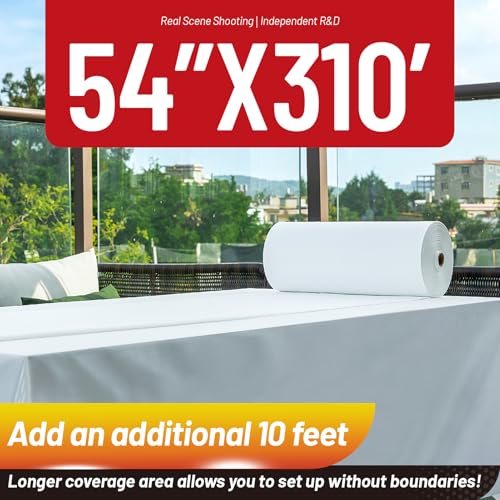 Plastic Table Cloth, 310 Ft X 54 in Disposable Tablecloth White Plastic Tablecloth with Any Cut Sliding Cutters Premium Table Cover Roll for Picnics, Parties, Birthdays, Weddings