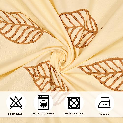 Image of THE LINEN COMPANY Printed Curtains 9 Feet Long, Duck Canvas Cotton Leaf Curtains for Hall, 9ft Set of 2, Pan Print