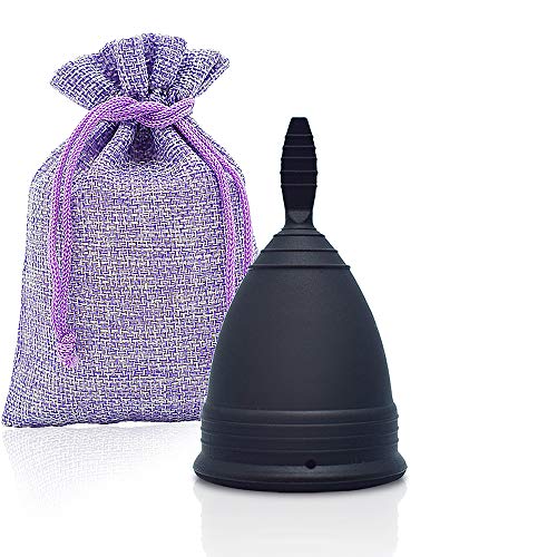 SPEQUIX Menstrual Cup - Reusable Period Cups - Tampon and Pad Alternative - Regular and Heavy Flow - Wear for 12 Hours - Feminine Period Care (Black, 1 Large)