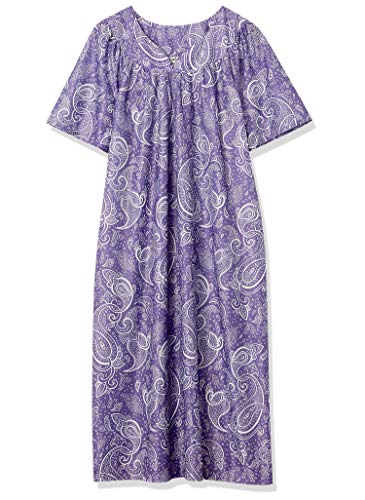 Image of AmeriMark Casual Women's Patio Muumuu House Dress Loose Comfortable Short Sleeve Sun Dress Lounger Gown Sleepwear for Ladies