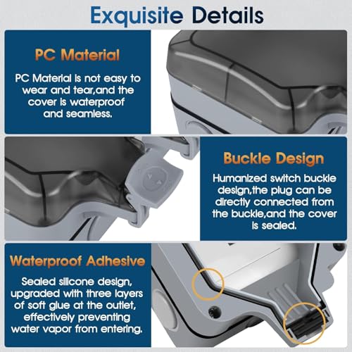 Image of MX IP66 Waterproof Outdoor Power Socket Box - 2 Indian 16A Socket 250V, 4-Module Weatherproof Electrical Outlet with Locking System for Garden, Patio, Balcony, Home, Hotel