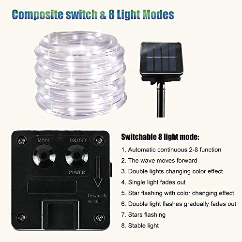 XUNATA LED Solar Lichterschlauch 10M 100 LEDs Lichter IP65 Wasserdicht Schlauchlicht Lichtschlauch für Garten, Weihnachten, Hochzeit, Party – Bild 8