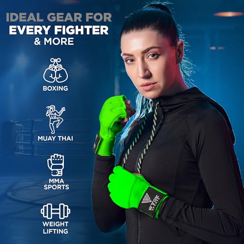 Image of WYOX Gel Boxing Hand Wraps Inner Gloves for Men & Women - 80cm /31inch Quick Wrist Strap, Padded Knuckle Support, Fingerless MMA Muay Thai Kickboxing Wraps for Training, Punching & Martial Arts