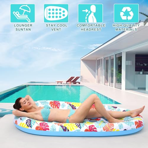 2 Pack Pool Floats Lounger, Instaywell Pool Floats Adult Heavy Duty, Pool Rafts Floaties Water Hammock Tanning Floating Pool Party Toys for Swimming Pool Summertime Beach Outdoor - image 5