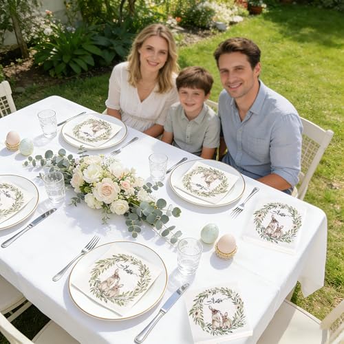 40 Stück Schlappohrenhase Servietten Ostern,3-Lagig Osterservietten Nostalgie 33x33cm Papierservietten Oster Easter Napkins für Ostern Tischdeko Frühlings Party Dekoration Oster Tischdekoration