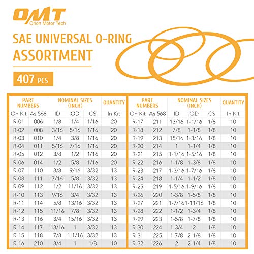 image for ORION MOTOR TECH 826pc Universal O Ring Assortment Kit in 32 Sizes | S