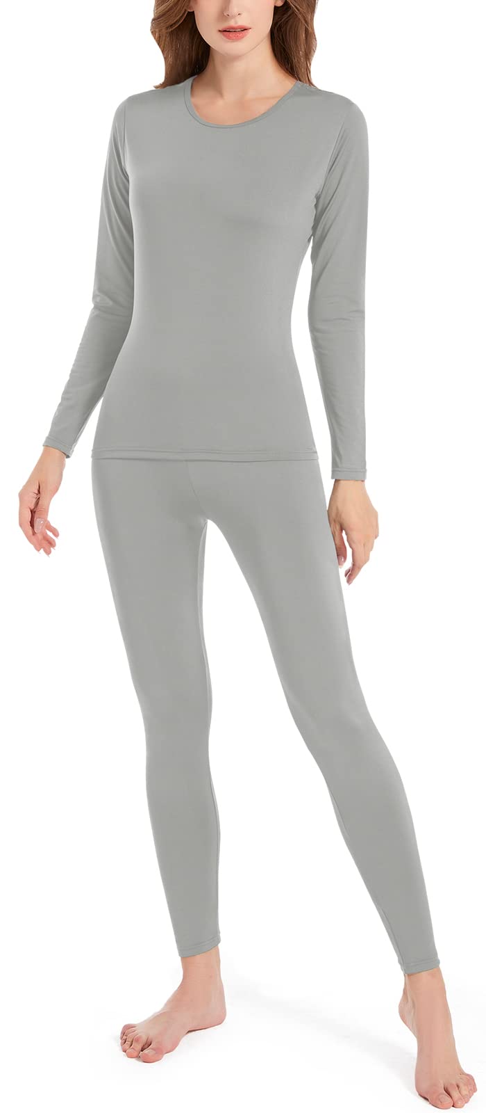 MRIGNTWomen's Thermal Underwear Set, Soft Polyester Fleece Lined Base Layer Long Johns Top & Bottom