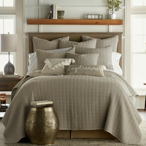 Image of Levtex Home - Mills Waffle - Twin Quilt Set - Taupe Cotton Waffle - Quilt Size (68 x 86in.), Sham Size (26 x 20in.)